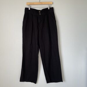 Crosby Wide Leg Linen Blend Black Dress Pants Women's Size 12
